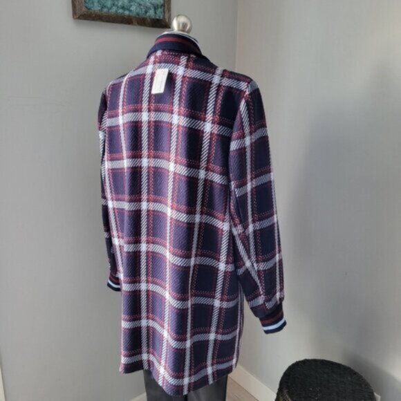 Long Tweed Blue Plaid Blazer Jacket YEST Outerwear Sz 14 Womens NEW - Picture 11 of 14